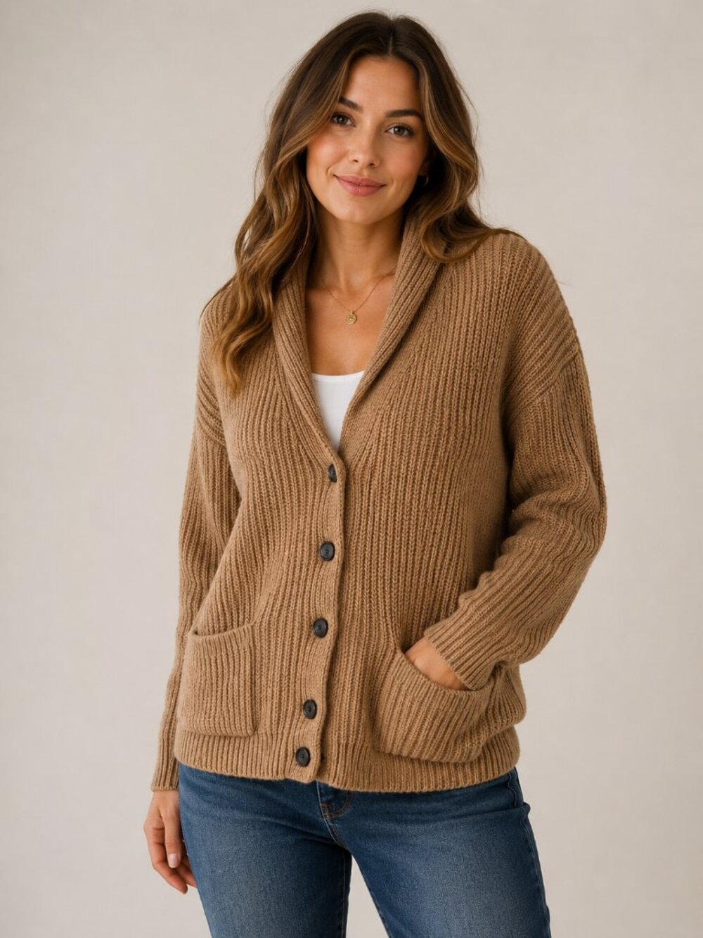 Gap Women's Heavy Knit Button-Up Cardigan Size Small Cozy Chunky Sweater Beige